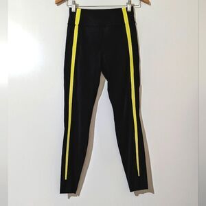 Zyia Active Luxe Yellow Stripe High Waist 7/8 Length Leggings